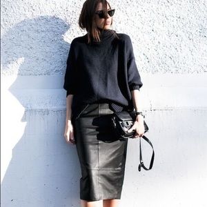 Black Leather Midi Skirt (Super Sexy)